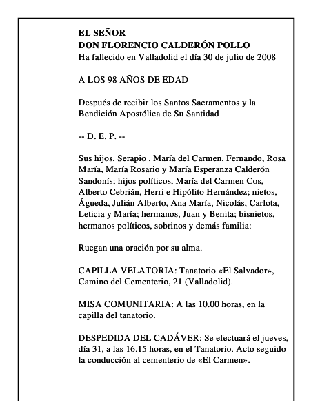 DON FLORENCIO CALDERÓN POLLO