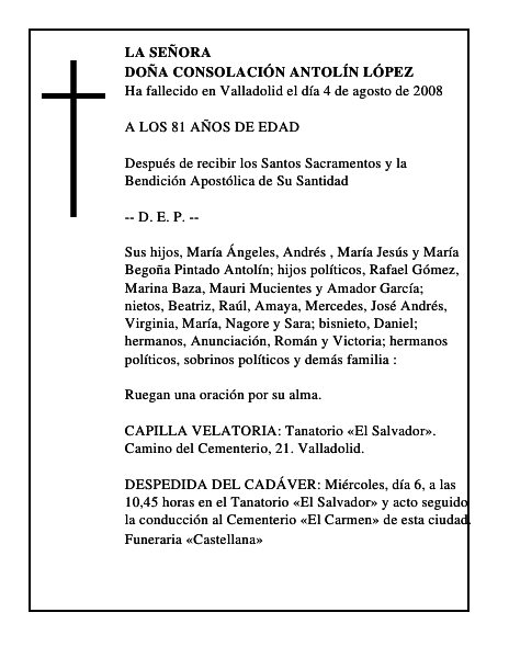 DOÑA CONSOLACIÓN ANTOLÍN LÓPEZ