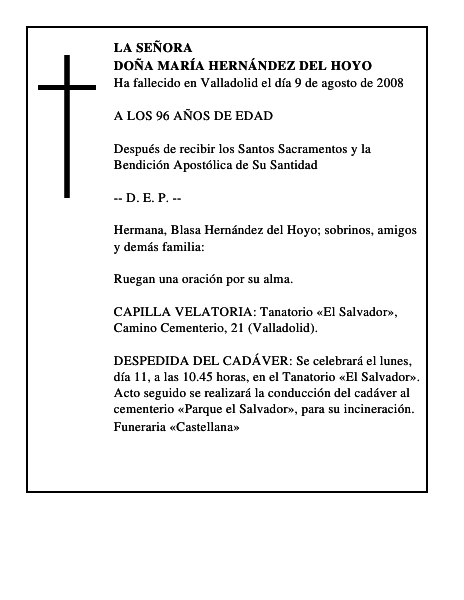 DOÑA MARÍA HERNÁNDEZ DEL HOYO