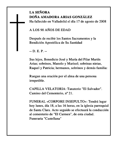 DOÑA AMADORA ARIAS GONZÁLEZ