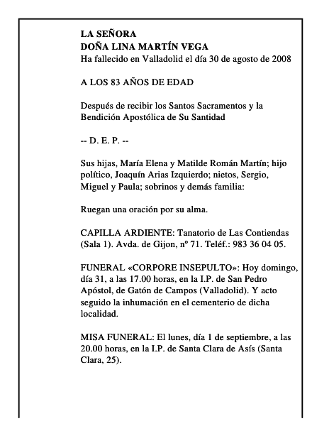 DOÑA LINA MARTÍN VEGA