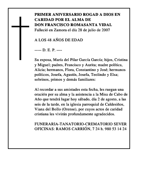 DON FRANCISCO ROMASANTA VIDAL
