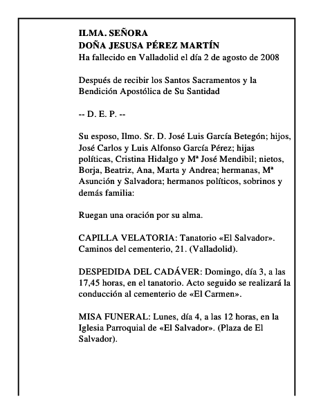 DOÑA JESUSA PÉREZ MARTÍN