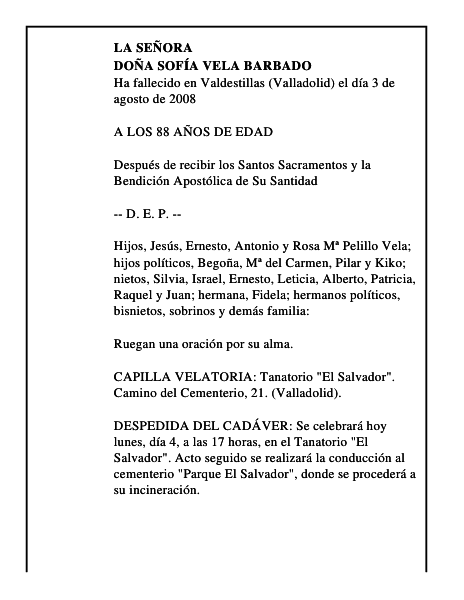 DOÑA SOFÍA VELA BARBADO