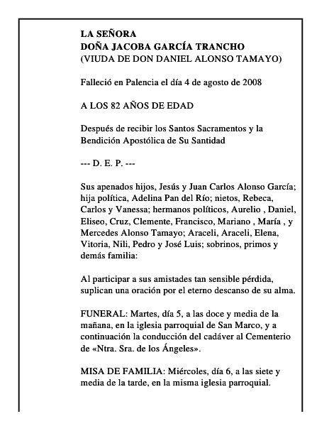 DOÑA JACOBA GARCÍA TRANCHO