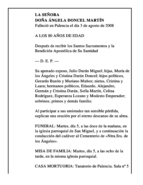 DOÑA ÁNGELA DONCEL MARTÍN