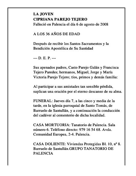 CIPRIANA PAREJO TEJERO