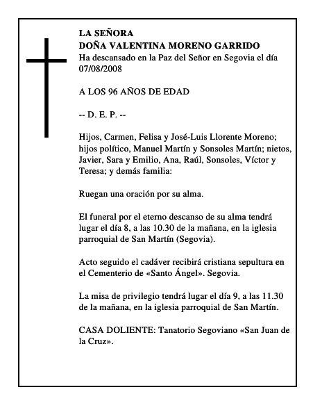 DOÑA VALENTINA MORENO GARRIDO