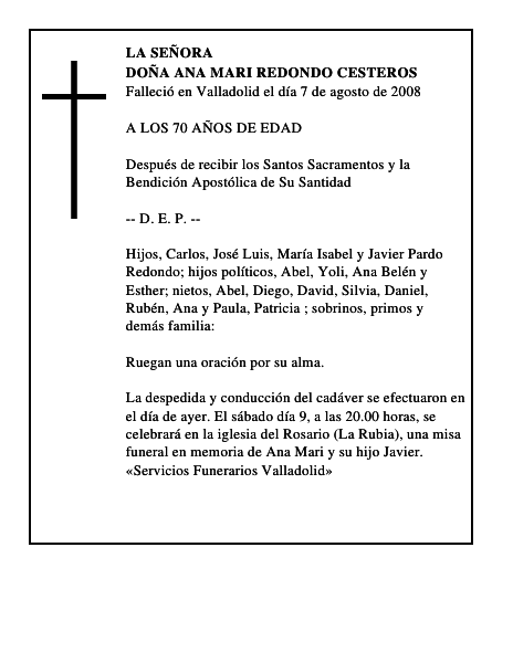 DOÑA ANA MARI REDONDO CESTEROS