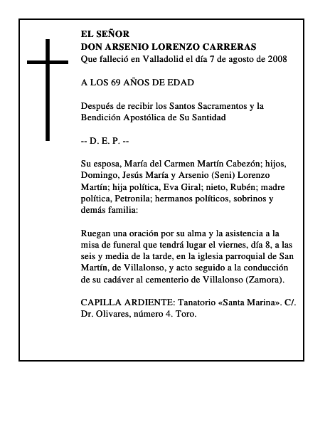 DON ARSENIO LORENZO CARRERAS