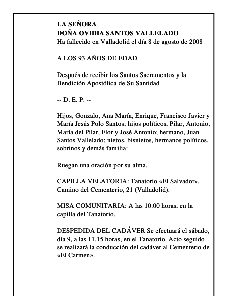 DOÑA OVIDIA SANTOS VALLELADO