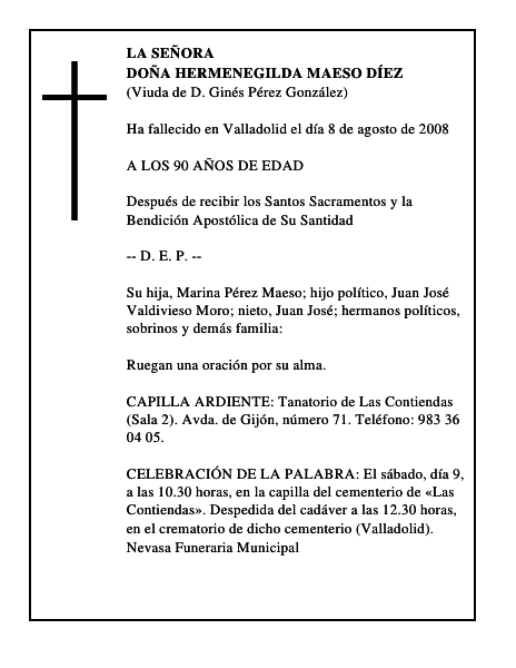 DOÑA HERMENEGILDA MAESO DÍEZ