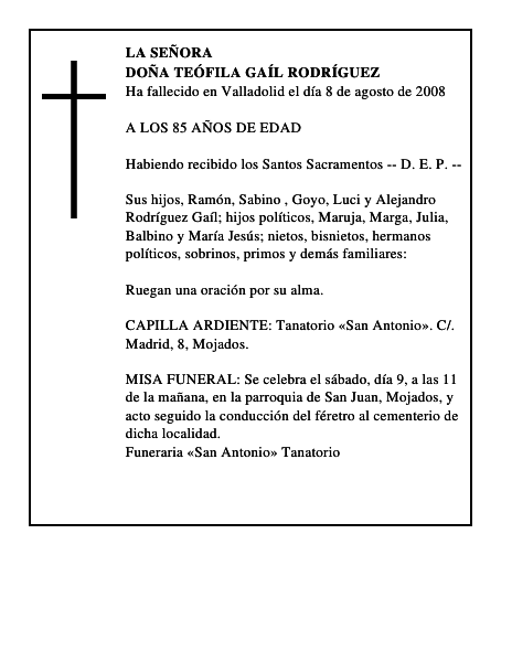 DOÑA TEÓFILA GAÍL RODRÍGUEZ