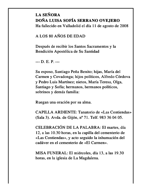 DOÑA LUISA SOFÍA SERRANO OVEJERO