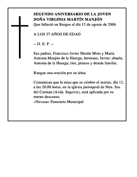 DOÑA VIRGINIA MARTÍN MANJÓN