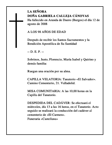 DOÑA GABRIELA CALLEJA CÁNOVAS