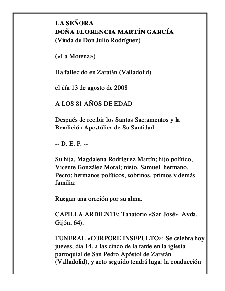 DOÑA FLORENCIA MARTÍN GARCÍA
