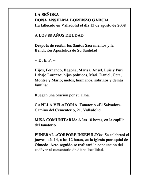 DOÑA ANSELMA LORENZO GARCÍA