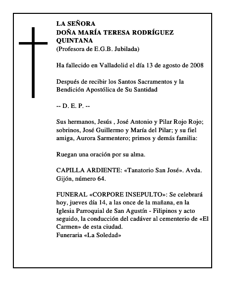 DOÑA MARÍA TERESA RODRÍGUEZ QUINTANA