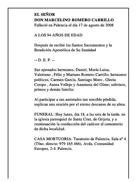 DON MARCELINO ROMERO CARRILLO