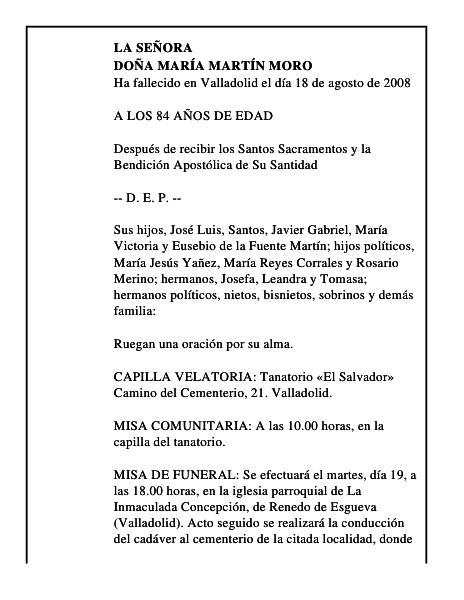 DOÑA MARÍA MARTÍN MORO