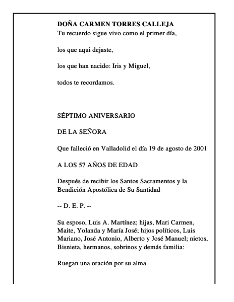 DOÑA CARMEN TORRES CALLEJA
