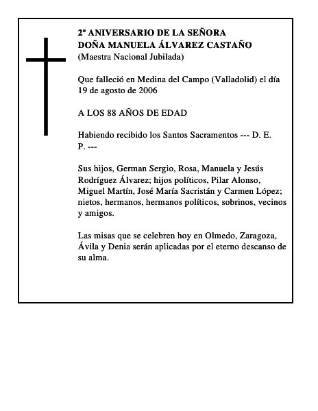DOÑA MANUELA ÁLVAREZ CASTAÑO