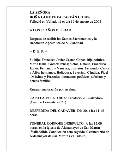 DOÑA GENOVEVA CASTÁN COBOS