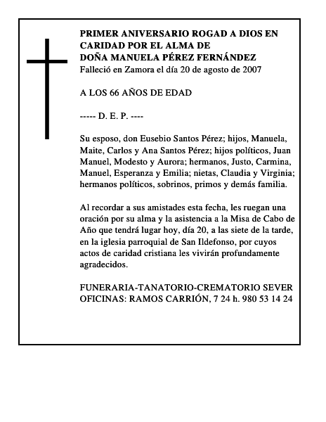 DOÑA MANUELA PÉREZ FERNÁNDEZ