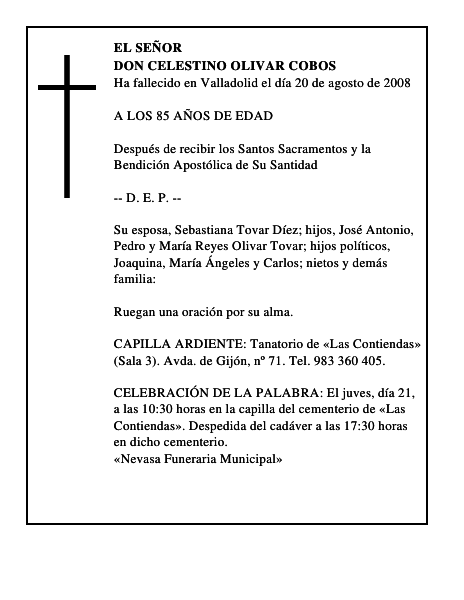 DON CELESTINO OLIVAR COBOS