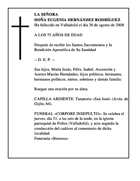 DOÑA EUGENIA HERNÁNDEZ RODRÍGUEZ