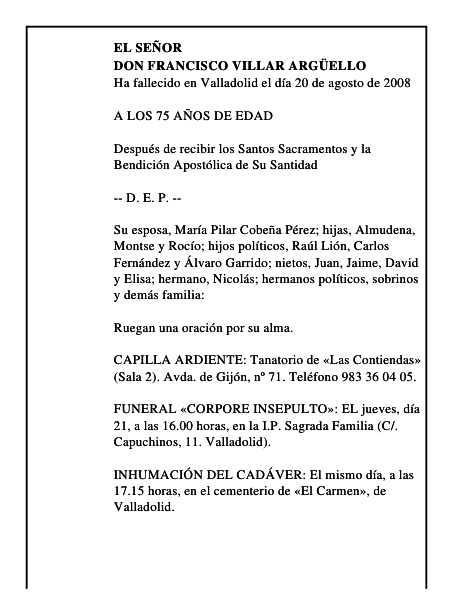 DON FRANCISCO VILLAR ARGÜELLO