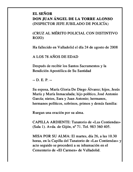 DON JUAN ÁNGEL DE LA TORRE ALONSO