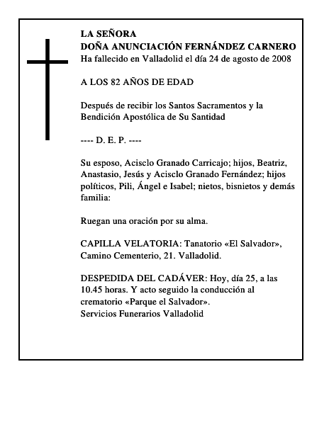 DOÑA ANUNCIACIÓN FERNÁNDEZ CARNERO