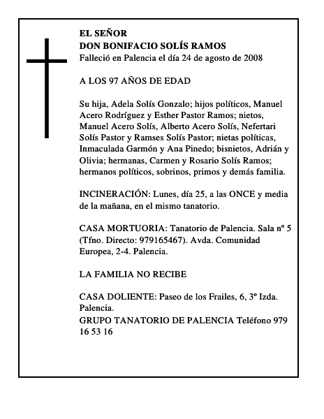 DON BONIFACIO SOLÍS RAMOS