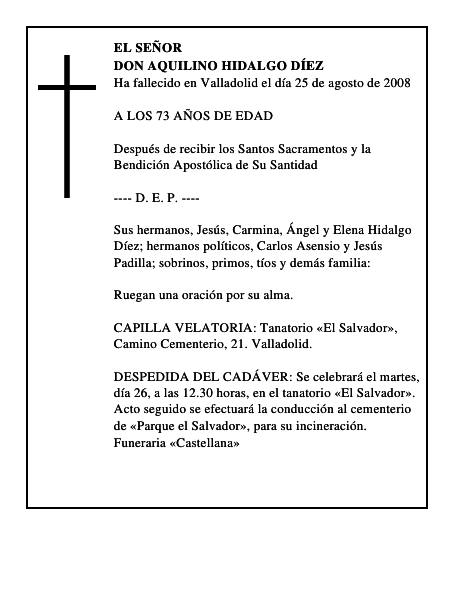 DON AQUILINO HIDALGO DÍEZ