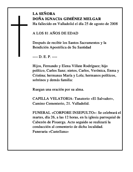 DOÑA IGNACIA GIMÉNEZ MELGAR