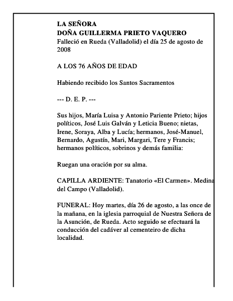 DOÑA GUILLERMA PRIETO VAQUERO