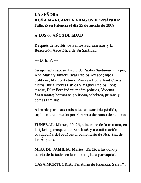 DOÑA MARGARITA ARAGÓN FERNÁNDEZ