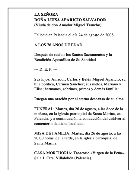 DOÑA LUISA APARICIO SALVADOR
