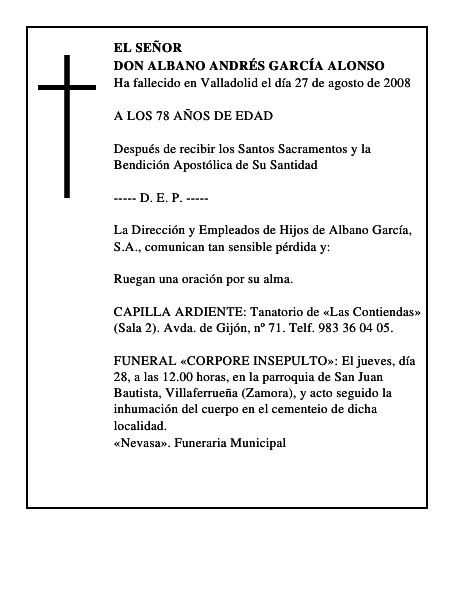 DON ALBANO ANDRÉS GARCÍA ALONSO