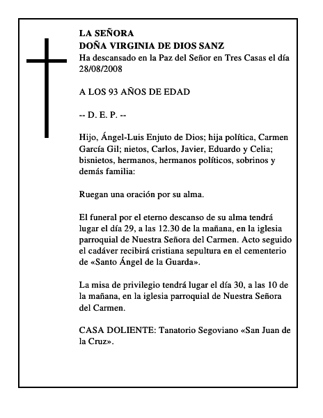 DOÑA VIRGINIA DE DIOS SANZ