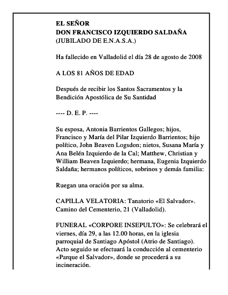 DON FRANCISCO IZQUIERDO SALDAÑA