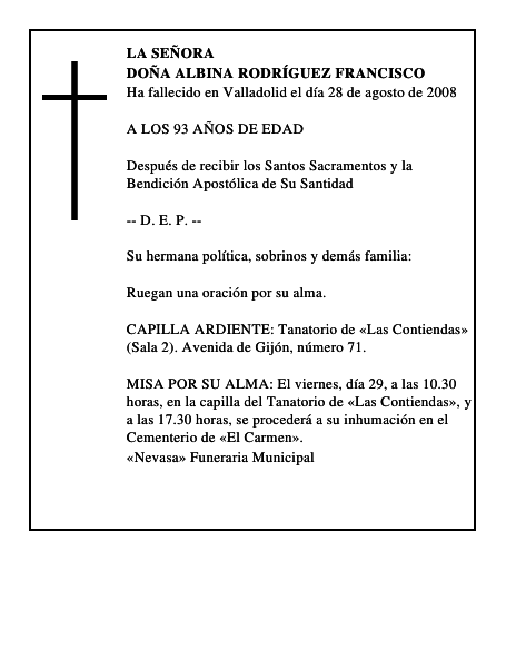 DOÑA ALBINA RODRÍGUEZ FRANCISCO