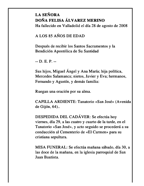 DOÑA FELISA ÁLVAREZ MERINO