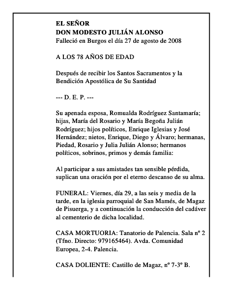 DON MODESTO JULIÁN ALONSO