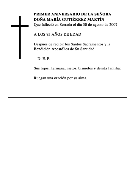 DOÑA MARÍA GUTIÉRREZ MARTÍN