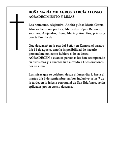DOÑA MARÍA MILAGROS GARCÍA ALONSO