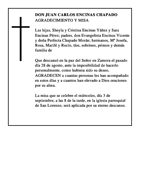 DON JUAN CARLOS ENCINAS CHAPADO