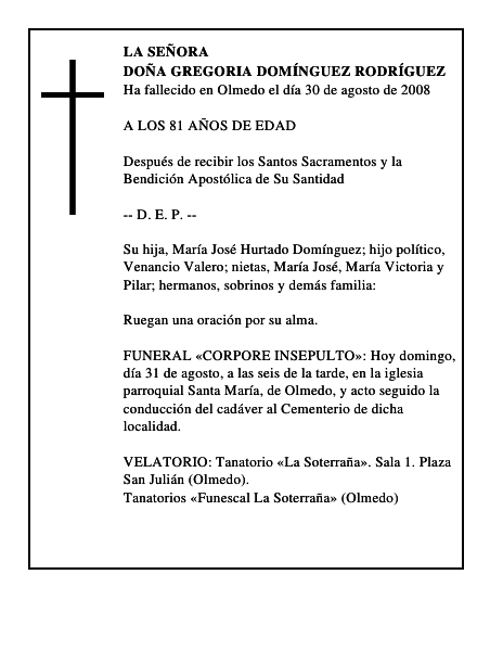 DOÑA GREGORIA DOMÍNGUEZ RODRÍGUEZ